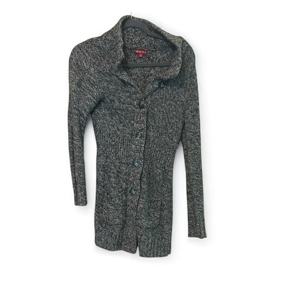 Merona Gray Chunky Knit Cardigan Sweater with Folded Collar - Picture 1 of 2